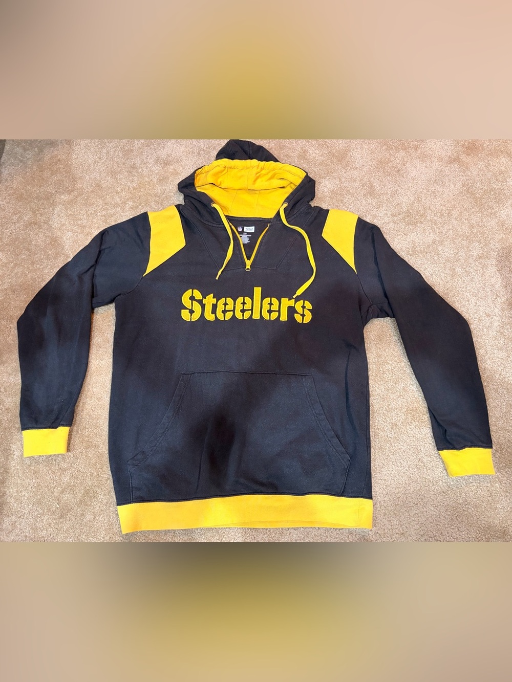 Pittsburgh Steelers NFL Team Apparel Black & Yellow Pullover Hoodie Size LT